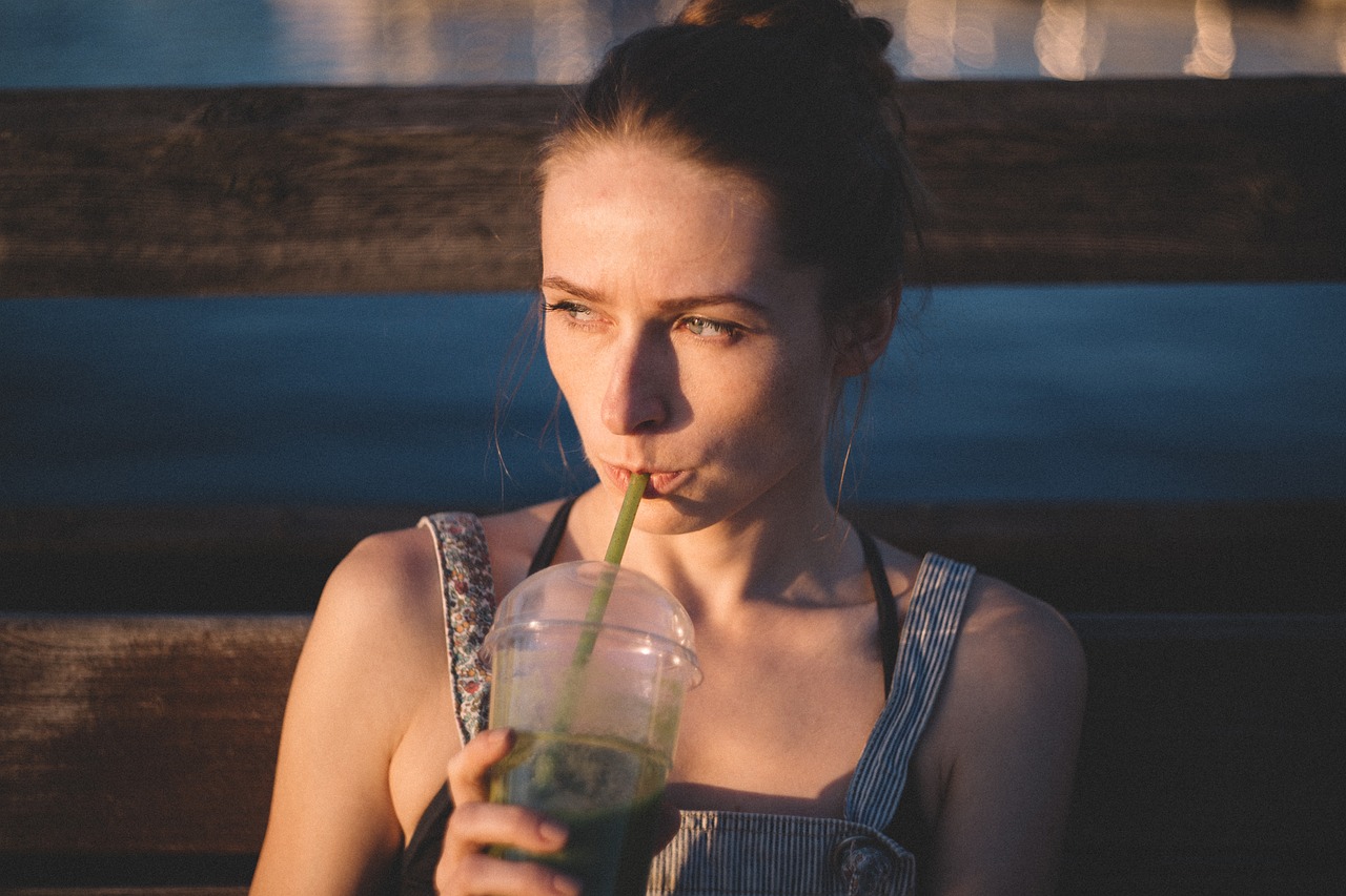 drinking shake tea